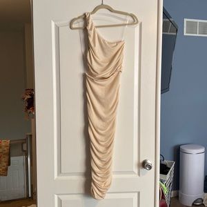 Endless Blu One Shoulder Ruched Cutout Dress